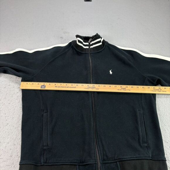 Polo Ralph Lauren Baseball Jacket Mens XL Black White Stripe Full Zip Casual - Picture 6 of 9